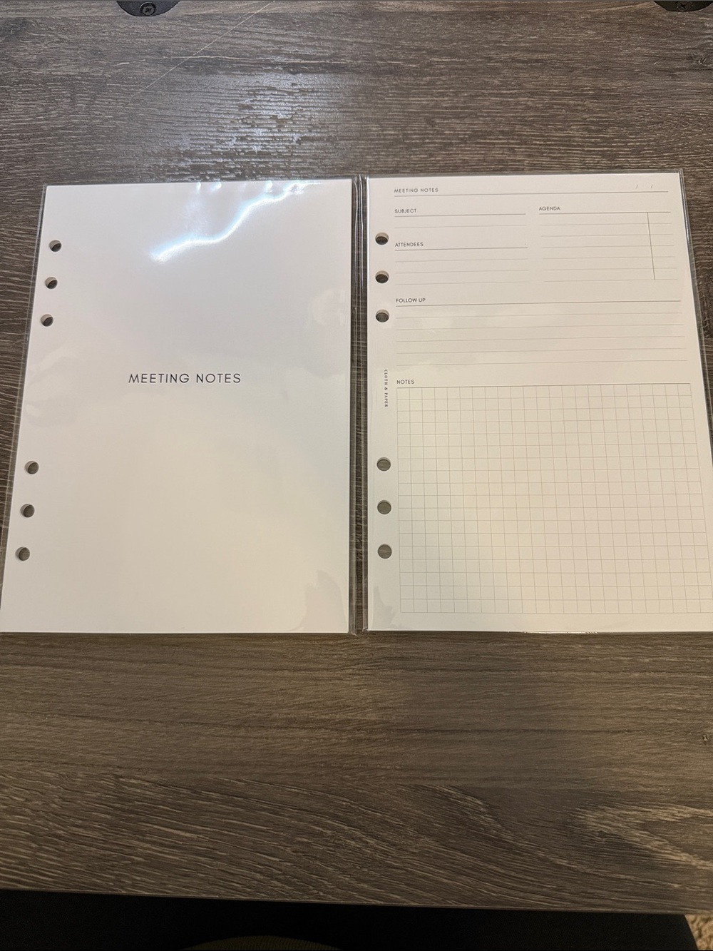 Meeting Notes Refillable Planner Pages - White